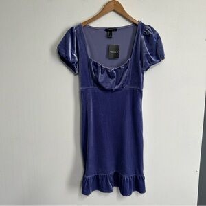 Crushed Velvet Medium Mini Dress Milkmaid Renaissance Periwinkle Fairy Coquette